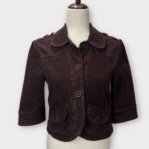 Sanctuary Corduroy Jacket Top Womens Brown Cropped Anthropologie Academia *READ*